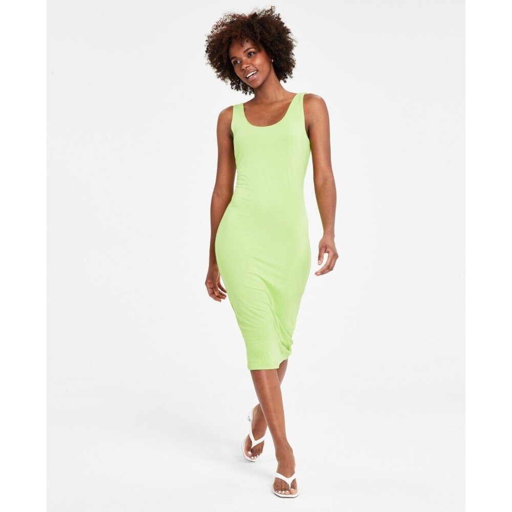 Bar III Petite Scoop-Neck Sleeveless Jersey Midi Dress Light Green Size PM